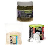 Komodo Tortoise Care Bundle - Diet, Aspen Bedding & 125W Solar D3 UV Basking Bulb