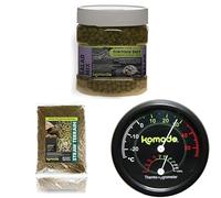 Komodo Tortoise Care Bundle - Salad Mix Diet, Straw Bedding & Thermo-Hygrometer