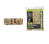 Komodo Tortoise Care Bundle - Vegetable Snack Bar Treat + Coarse Beech Chips Substrate 6L, High-Fibre Complementary Diet & Natural Habitat Setup for Reptiles
