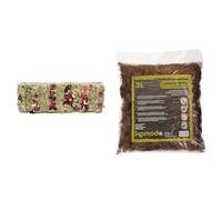Komodo Tortoise Care Bundle - Vegetable Snack Bar Treat + Habitat Moss 3L, High-Fibre Complementary Diet & Natural Habitat Setup for Reptiles