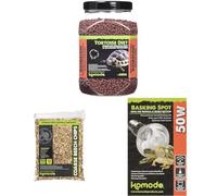 Komodo Tortoise Diet Dandelion 680g + Beech Chips 12L + 50W Basking Bulb | Balanced Food, Natural Substrate & Adjustable Heating for Reptiles
