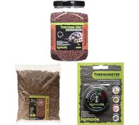 Komodo Tortoise Diet Dandelion 680g + Coconut Terrain 12L + Analog Thermometer | Balanced Food, Natural Substrate & Temperature Monitoring