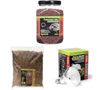 Komodo Tortoise Diet Dandelion 680g + Coconut Terrain 12L + Solar D3 UV Basking Bulb 125W | Complete Nutrition, Natural Substrate & UV Lighting for Reptiles