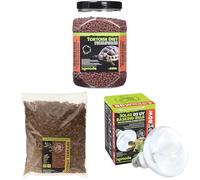 Komodo Tortoise Diet Dandelion 680g + Coconut Terrain 12L + Solar D3 UV Basking Bulb 80W | Complete Nutrition, Natural Substrate & UV Lighting for Reptiles