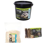 Komodo Tortoise Diet Fruit & Flower 2kg + Aspen Bed Terrain 12L + Flexi Stix Small | Complete Nutrition, Natural Bedding & Habitat Décor for Tortoises & Reptiles