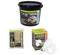 Komodo Tortoise Diet Fruit & Flower 2kg + Beech Chips 6L + 80W Solar D3 UV Basking Bulb for Desert & Tropical Reptiles