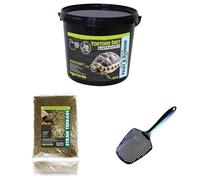 Komodo Tortoise Diet Fruit & Flower 2kg + Straw Terrain 12L + Sand Scoop | Complete Nutrition, Natural Bedding & Easy Cleaning Tools for Tortoises & Reptiles