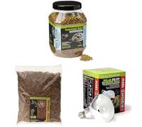 Komodo Tortoise Diet Fruit & Flower 680 g, Coconut Terrain 12 L & Solar D3 UV Basking Bulb 125 W - Tortoise Food, Substrate & Lighting Kit