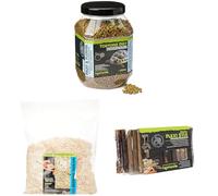 Komodo Tortoise Diet Fruit & Flower 680g + Aspen Bed Terrain 12L + Flexi Stix Small | Balanced Nutrition, Natural Substrate & Habitat Décor for Tortoises, Reptiles & Amphibians