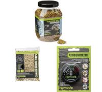 Komodo Tortoise Diet Fruit & Flower 680g + Beech Chips 6L + Analog Thermometer | Balanced Food, Natural Substrate & Habitat Temperature Monitoring