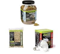 Komodo Tortoise Diet Fruit & Flower 680g + Beech Chips 6L + Solar D3 UV Basking Bulb 125W | Balanced Food, Natural Substrate & Reptile Lighting