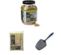Komodo Tortoise Diet Fruit & Flower 680g + Coarse Beech Chips 12L + Sand Scoop | Balanced Nutrition, Durable Bedding & Easy Cleaning Tool for Tortoises & Reptiles