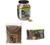 Komodo Tortoise Diet Fruit & Flower 680g + Coconut Terrain 12L + Flexi Stix Small | Balanced Nutrition, Natural Bedding & Habitat Décor for Tortoises & Reptiles