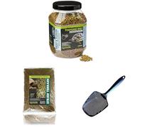 Komodo Tortoise Diet Fruit & Flower 680g + Straw Terrain Substrate 12L + Sand Scoop | Balanced Food, Natural Bedding & Easy Cleaning Bundle for Healthy Tortoises & Reptile Habitats