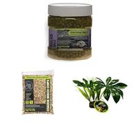 Komodo Tortoise Diet Salad Mix 680g + Coarse Beech Chips 12L + Jungle Canopy Plant | Balanced Nutrition, Durable Bedding & Natural Habitat Décor for Tortoises & Reptiles