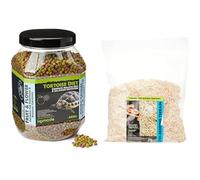 Komodo Tortoise Food & Bedding Bundle - Holistic Fruit & Flower Diet 680g + Aspen Bed Terrain 12L