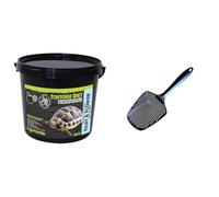 Komodo Tortoise Nutrition & Habitat Care Bundle - Complete Holistic Tortoise Diet Fruit & Flower 2kg Tub + Sand Scoop with Fine Holes, Durable Spot Cleaning Tool for Terrariums 6g