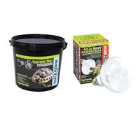 Komodo Tortoise Nutrition & Lighting Bundle - Complete Holistic Tortoise Diet Fruit & Flower 2kg Tub + Solar D3 UV Basking Bulb 80W, Heat & Light for Reptile Habitats