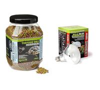 Komodo Tortoise Nutrition & Lighting Bundle - Complete Holistic Tortoise Diet Fruit & Flower 680g + Solar D3 UV Basking Bulb 125W, Heat & Light for Reptile Habitats