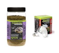 Komodo Tortoise Nutrition & Lighting Bundle - Complete Holistic Tortoise Diet Salad Mix 340g Tub + Solar D3 UV Basking Bulb 125W, Heat & Light for Reptile Habitats