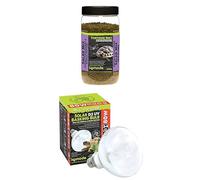 Komodo Tortoise Nutrition & Lighting Bundle - Complete Holistic Tortoise Diet Salad Mix 340g Tub + Solar D3 UV Basking Bulb 80W, Heat & Light for Reptile Habitats