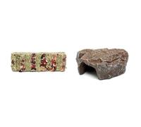 Komodo Tortoise Treat & Habitat Bundle - Vegetable Snack Bar High Fibre Protein-Rich Complementary Diet + Large Brown Rock Den, Natural Reptile Hideout & Basking Decor