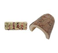 Komodo Tortoise Treat & Habitat Bundle - Vegetable Snack Bar High Fibre Protein-Rich Complementary Diet + Large Wooden Hide (47g), Natural Shelter for Reptiles