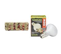 Komodo Tortoise Vegetable Snack Bar + Komodo Basking Spot Lamp ES 100W | High-Fibre Complementary Treat & Heating Bundle for Tortoises