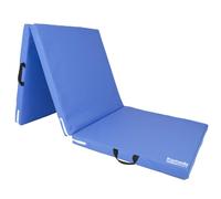 Komodo Tri Folding Yoga Mat - PVC Leather 6ft 5cm Thick Padded Floor Mats (Blue)