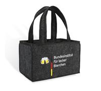Komoke Federal Institute for Treats Bottle Carrier - Reusable Men's Handbag for 6 Beer Bottles, Robust Bottle Basket with Handle & Dividers, Ideal for Party & Picnic