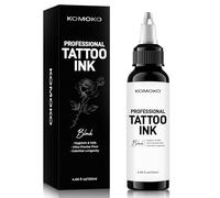 Komoko Tattoo ink (4.1 oz liquid), professional black ink with a smooth fluid consistency, plant derived pigments for crisp lines and soft shading, gentle formula for