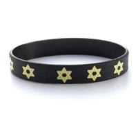 Komonee 1 x Star Of David Jewish Black Silicone Wristband Rubber Band Bracelet Adult Teen Unisex