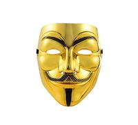 Komonee 1 x V For Vendetta Gold Halloween Mask Adult Costume Party Guy Fawkes Anon Fancy Dress Outfit