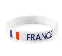 Komonee 10 x France White World Cup Sports Event Football Country National Flag Silicone Wristbands