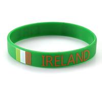 Komonee 10 x Ireland Green Silicone Rubber Wristband St Patricks Day Saint Paddys World Cup Irish Sports Event Football Country National Flag for Sports Fans