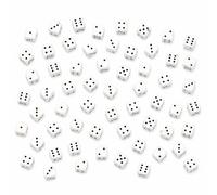 Komonee 10 x White D6 Dice 16mm High-Contrast Black Dots - Square Corner Acrylic Six-Sided Dice for Board Games, Tabletop RPG, War Gaming, Maths Education, Classroom & Casino Game Replacements