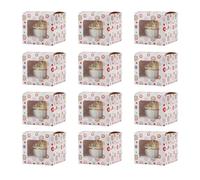 Komonee 100 x Cupcake Boxes Individual Pattern Single Fairy Cup Cake With Clear Window Cardboard Packaging Box Baking Kids Muffins Cookies Brownies Christmas Bake Weddings