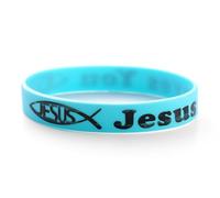 Komonee 100 x Jesus Loves You Blue Christian Silicone Wristbands Rubber Band Bracelet Adult Teen Unisex