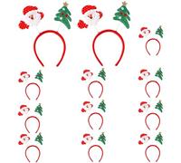 Komonee 12 x Christmas Headbands Santa and Tree Antlers - Cute Xmas Dress Up Head Decoration, One Size Accessory for Men Women Adult Kids, Perfect Holiday Festive Party Costume