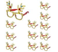 Komonee 12 x Christmas Novelty Glasses Sunglasses Xmas Costume Dress Up Eyewear Party Favours Gold Antlers