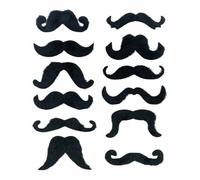 Komonee 12 x Fake Moustache Black Halloween Mustache For Fancy Dress Up Costume Hair Accessory Outfit Novelty Joke