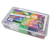 Komonee 1800 Loom Bands And Accessory Case With Big Crochet Hook Tool + Clips + Charms Art Craft Friendship Bracelet Jewellery Making Adults Game (NG1)