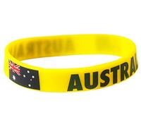 Komonee 2 x Australia Yellow World Cup Sports Event Football Country National Flag Silicone Wristbands