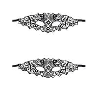 Komonee 2 x Black Lace Mask Adult Halloween Venetian Masquerade New Years Eve Eyemask Costume Party Unisex Fancy Dress Outfit