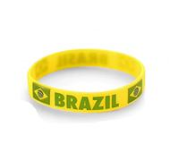 Komonee 2 x Brazil Yellow World Cup Sports Event Football Country National Flag Silicone Wristbands