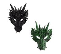 Komonee 2 x Dragon Mask Halloween Adult Drake Lizard Costume Party Game Unisex Fancy Dress Up Outfit Dungeons Thrones