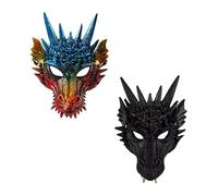 Komonee 2 x Dragon Mask Halloween Adult Drake Lizard Costume Party Game Unisex Fancy Dress Up Outfit Dungeons Thrones