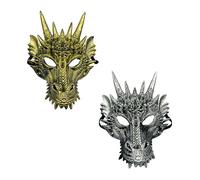 Komonee 2 x Dragon Mask Halloween Adult Drake Lizard Costume Party Game Unisex Fancy Dress Up Outfit Dungeons Thrones