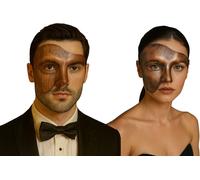 Komonee 2 x Half Face Halloween Mask Phantom Of the Opera Costume Adult Outfit Venetian Carnival Masquerade Party Fancy Dress Cosplay For Men Women