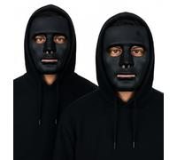 Komonee 2 x Halloween Mask Plain Black Costume Adult Outfit Scary Spooky Horror Party Face Fancy Dress Cosplay For Men Women